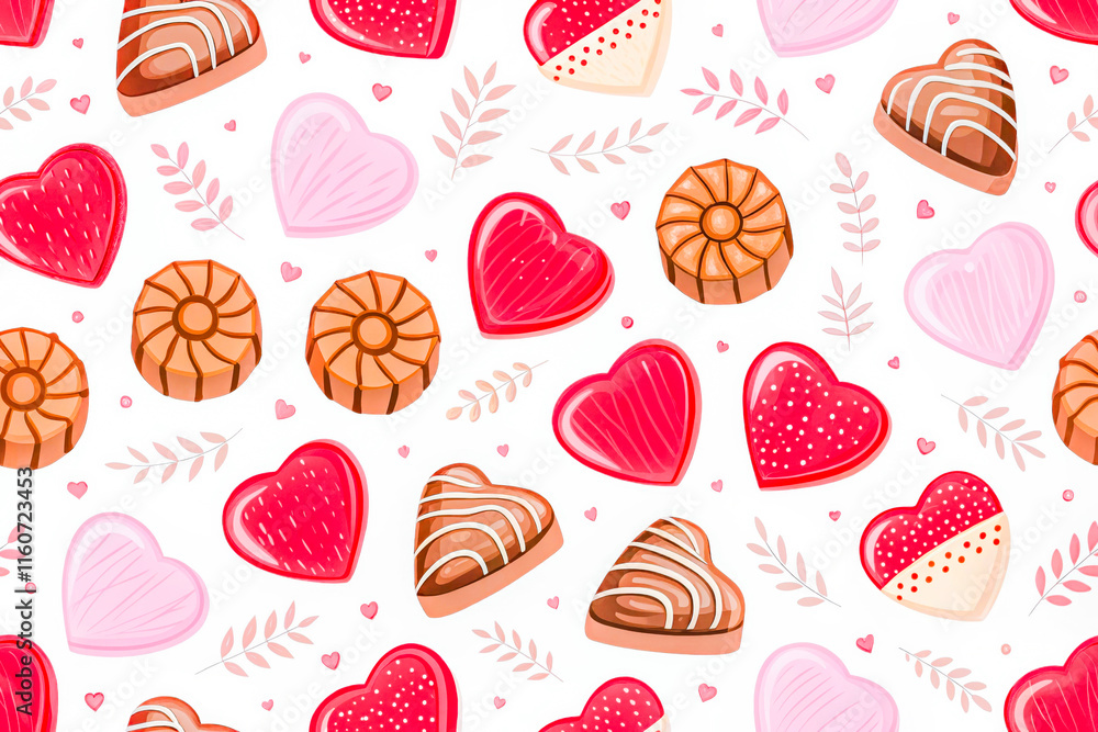seamless valentine pattern with chocolates and hearts seamless valentine pattern with chocolates and hearts