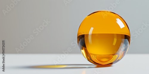 Printing Ink Day.Minimalistic orange glass sphere reflecting light on a neutral surface, emphasizing simplicity and elegance.