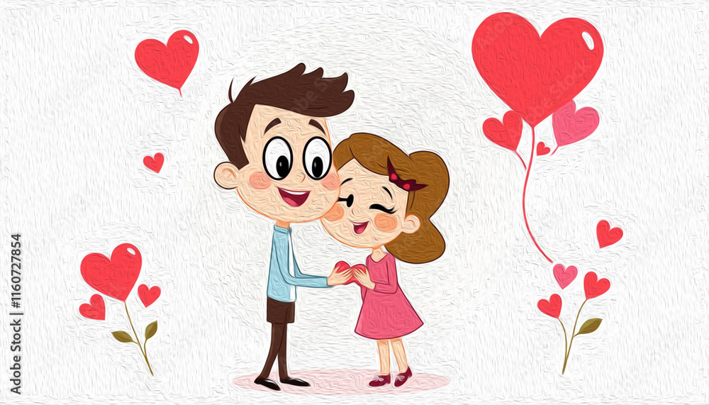 Valentine's Day card design. Illustration with oil paint. Pattern for printing on wall decorations, covers, wallpapers Valentine's Day card design. Illustration with oil paint. Pattern for printing on wall decorations, covers, wallpapers