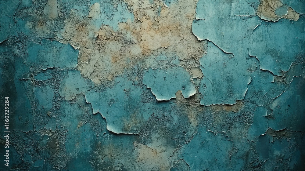 Abstract Teal Wall Texture: Peeling Paint and Aged Surface Abstract Teal Wall Texture: Peeling Paint and Aged Surface