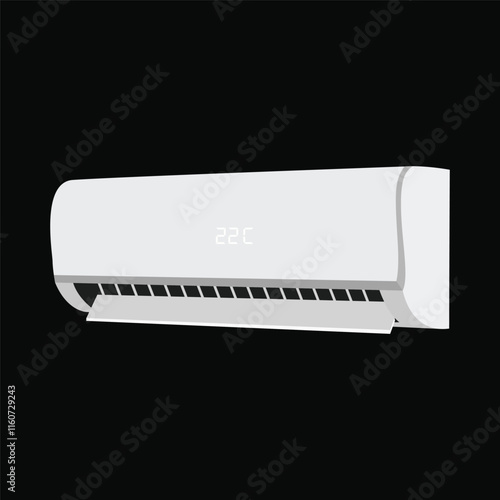 Flat vector illustration of an air conditioner isolated on a black background