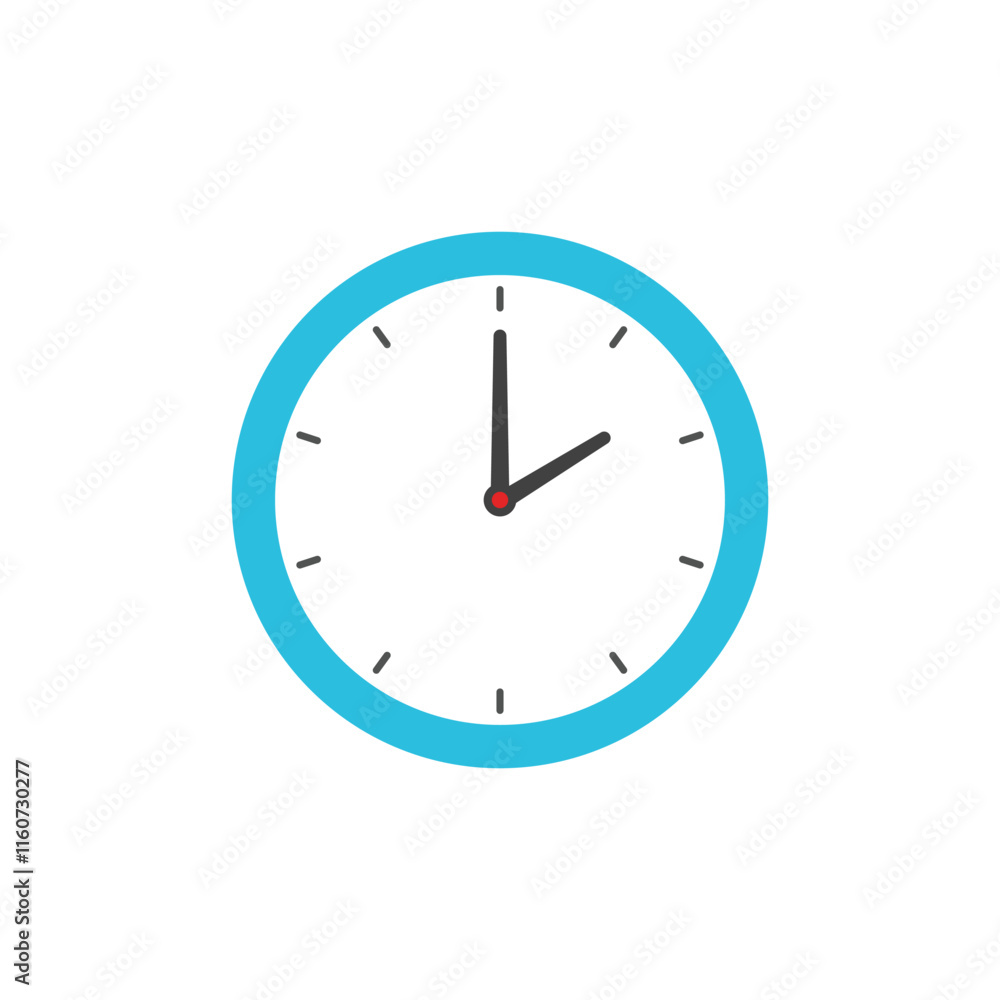 Wall clock flat vector clip art design on white background Wall clock flat vector clip art design on white background