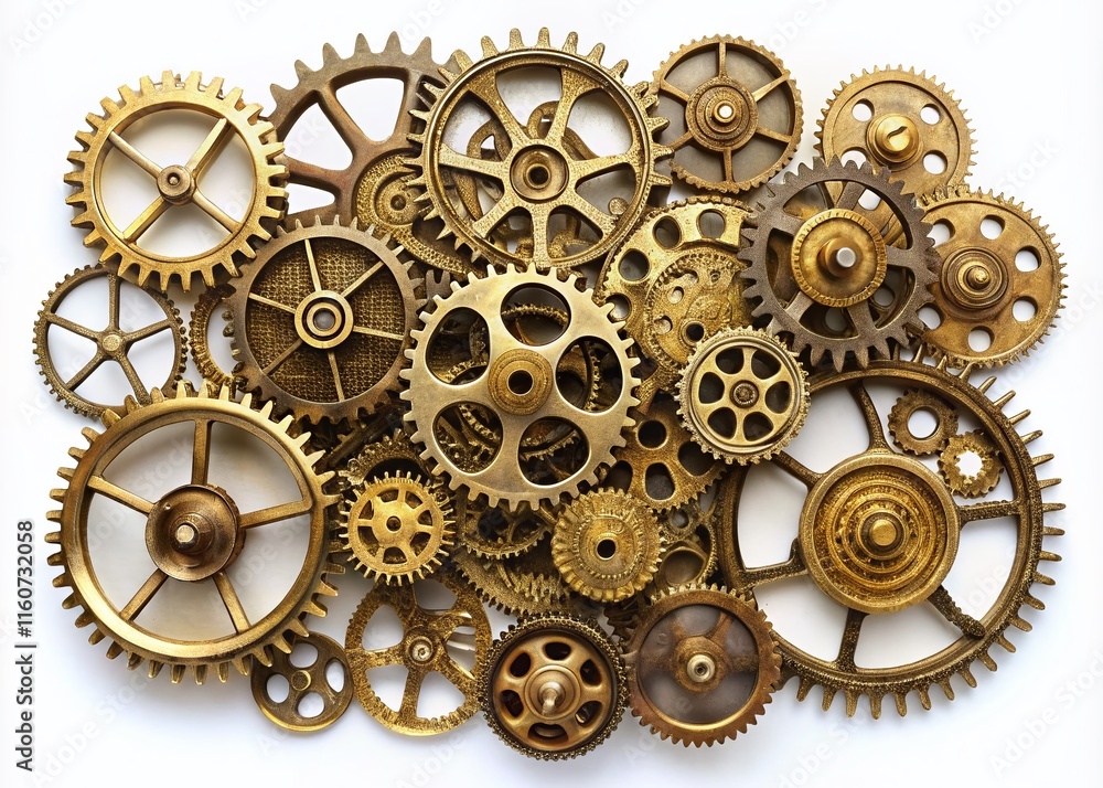 Steampunk gears, brass antique, low-light photography. Steampunk gears, brass antique, low-light photography.