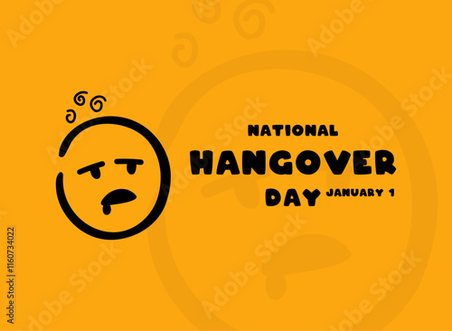 National Hangover Day. january 1. Yellow background.