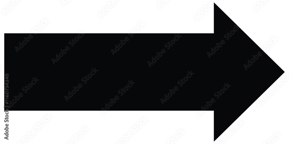 Long black arrow, pointer. Black right pointer arrow icon. Vector illustration Long black arrow, pointer. Black right pointer arrow icon. Vector illustration