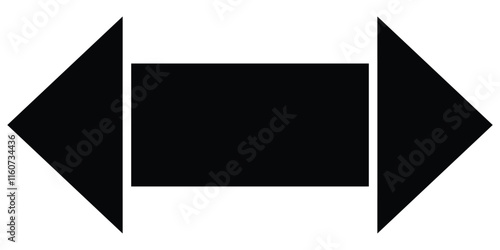 Arrow icon. Horizontal dual thin long straight double ended arrow. Double Arrow. Dual sided black arrow vector. Two side arrows icon. Vector illustration.