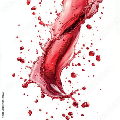 Splash of red wine isolated on white background. Splashes of red wine. Alcoholic drink wine splash.