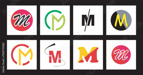 M logo, Abstrack initial letter M logo design template. Premium Vector, Letter set of design vector of the M logo. Modern design collection of M letters in black color.
