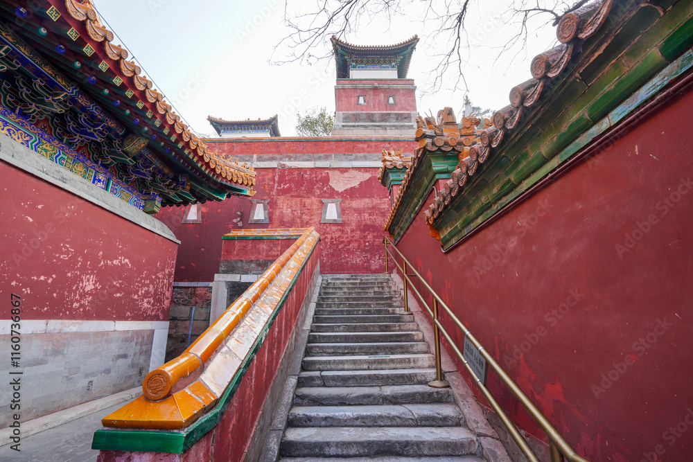 Tibetan architecture in the Four Great Regions of Summer Palace in Beijing.