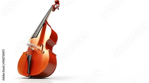 A reddish-brown double bass, angled left, isolated on white. photo