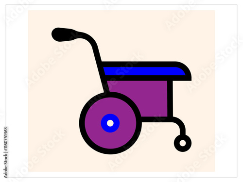 Wheel Chair User Icon Flat Graphic Design.Wheelchair user icon symbolizing inclusivity and support for individuals with disabilities.wheelchair icon isolated on white.wheelchair icon isolated on white
