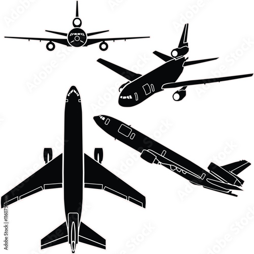 Military air refueling airplane vector set for laser cut