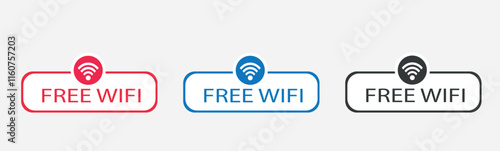 Free wifi label banner sign or wireless signal icons symbol for internet access icon sticker buttons
