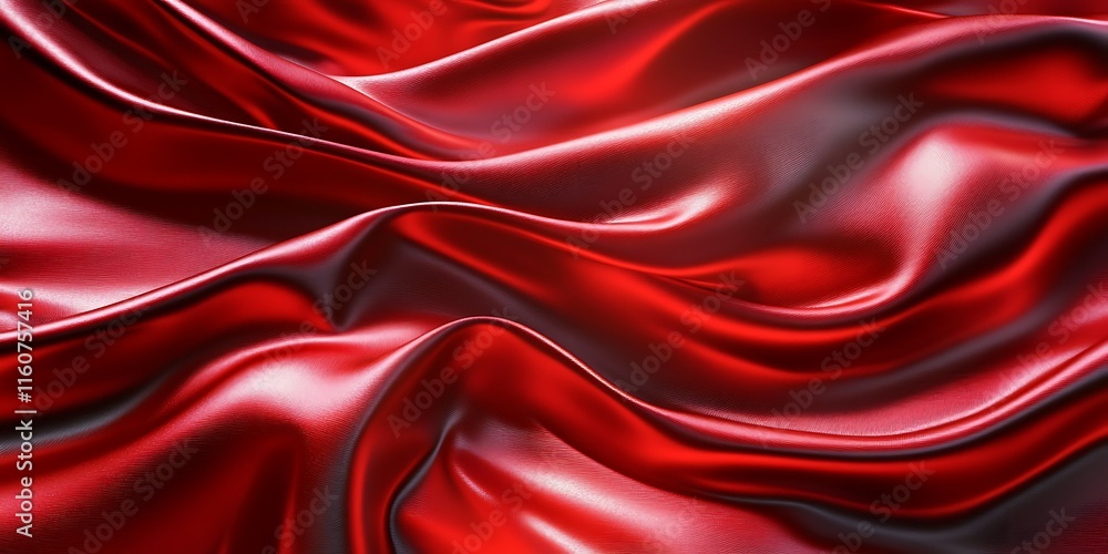 Obraz premium Luxurious red silk fabric with soft, flowing waves and rich texture.