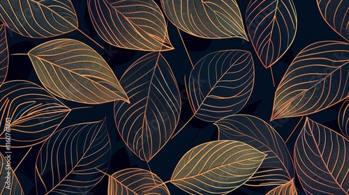 Wallpaper Mural Abstract Dark Leaves with Different Leaf Veins Close Up Torontodigital.ca