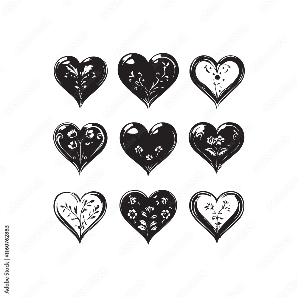 Set of hearts vector Silhouette Illustration Set of hearts vector Silhouette Illustration