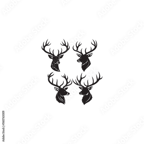 create a Deer antlers silhouette vector icon desing with a white background