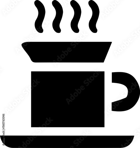 Beverage and Coffee Maker Icon in Black Silhouettes