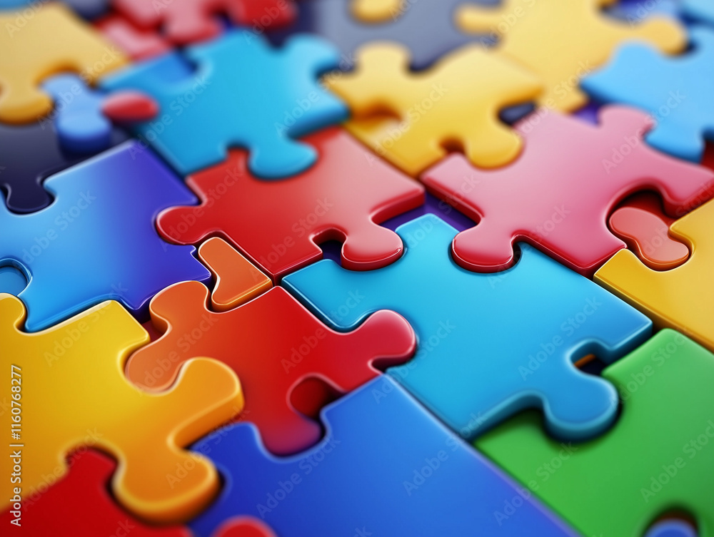A vibrant collection of interlocking puzzle pieces in various colors, showcasing a colorful and playful design. A vibrant collection of interlocking puzzle pieces in various colors, showcasing a colorful and playful design.