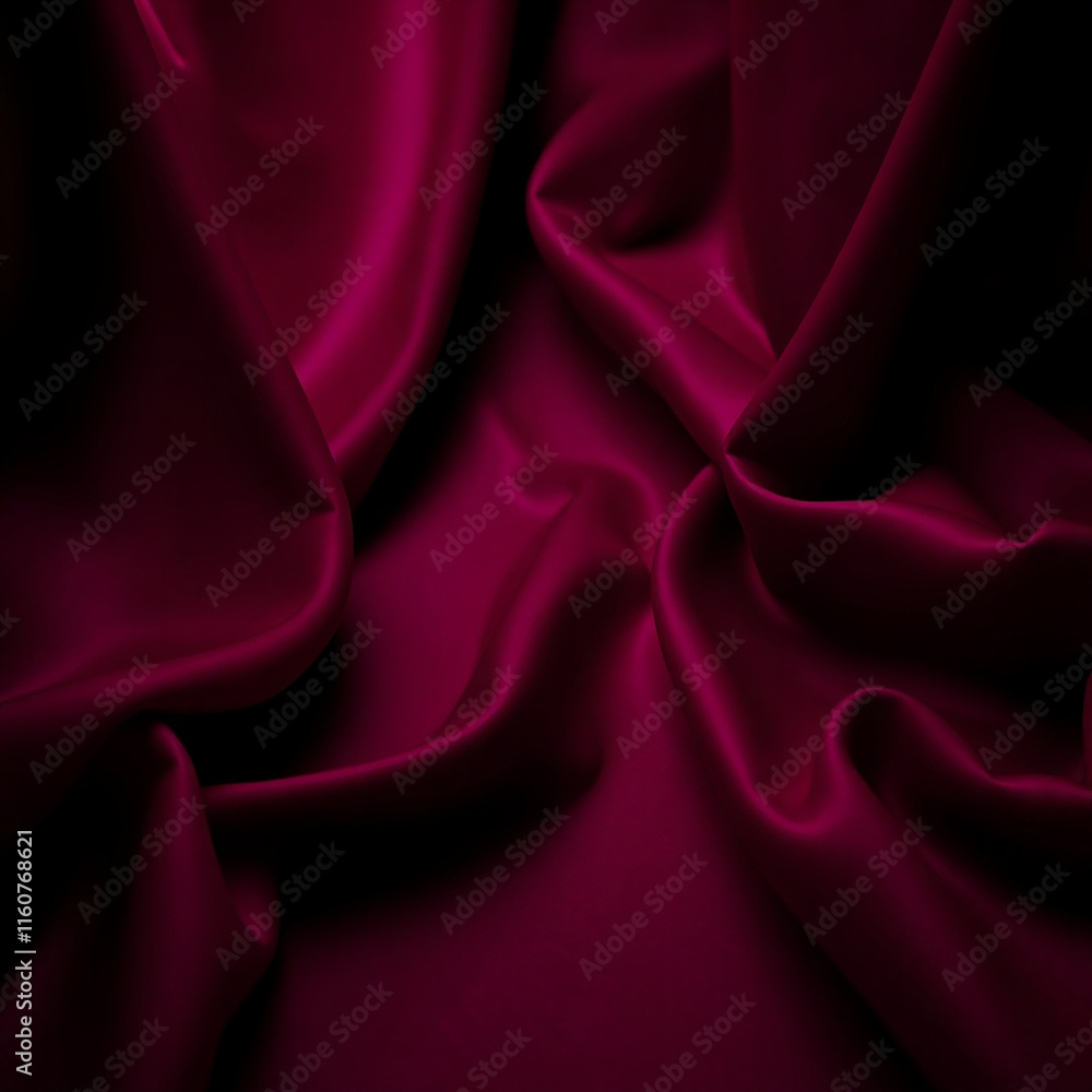 Obraz premium Satin in red silk. Curtain. opulent backdrop for design. gentle folds. shiny, flowing fabric that is smooth. wavy. Love, Christmas, Valentine's Day, anniversary, celebration, and awarding.
