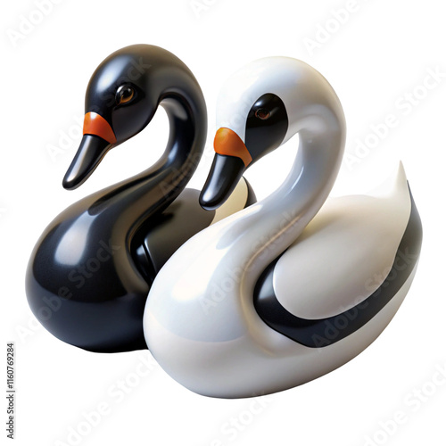 Elegant Black and White Swan Figurines