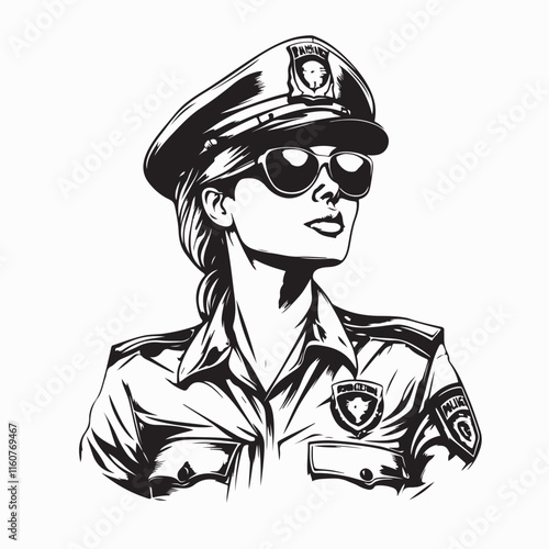 Police officer Images vector. Confident Female Police Officer Vector Illustration