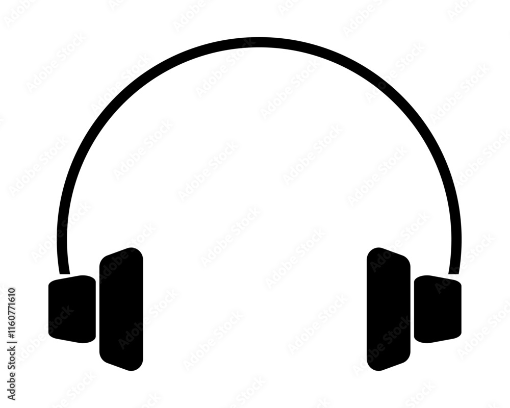 Silhouette vector headphones icon. Black symbol isolated on white background. EPS 10 File. Silhouette vector headphones icon. Black symbol isolated on white background. EPS 10 File.