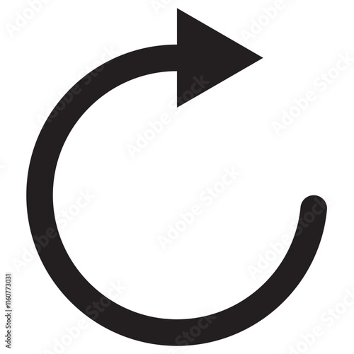 Circle arrow icon. Circular arrow of white background. Black color, recycle icon, refresh, repeat, vector illustration. EPS 10