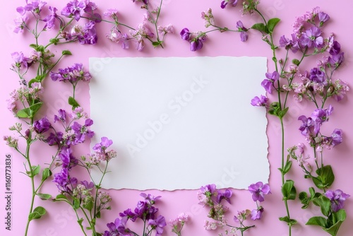 Colorful flower arrangement with blank space on pink background for creative design