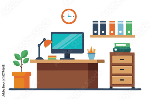 Set of furniture icons for office and home interior design vector illustration 