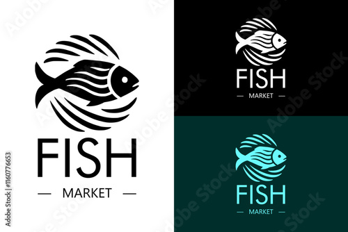 illustration of a fish, wavy lines, water, fish market logo, organic foods shop, nutrition, natural, paleo food, keto, dietary, restaurant, vector arts, silhouette