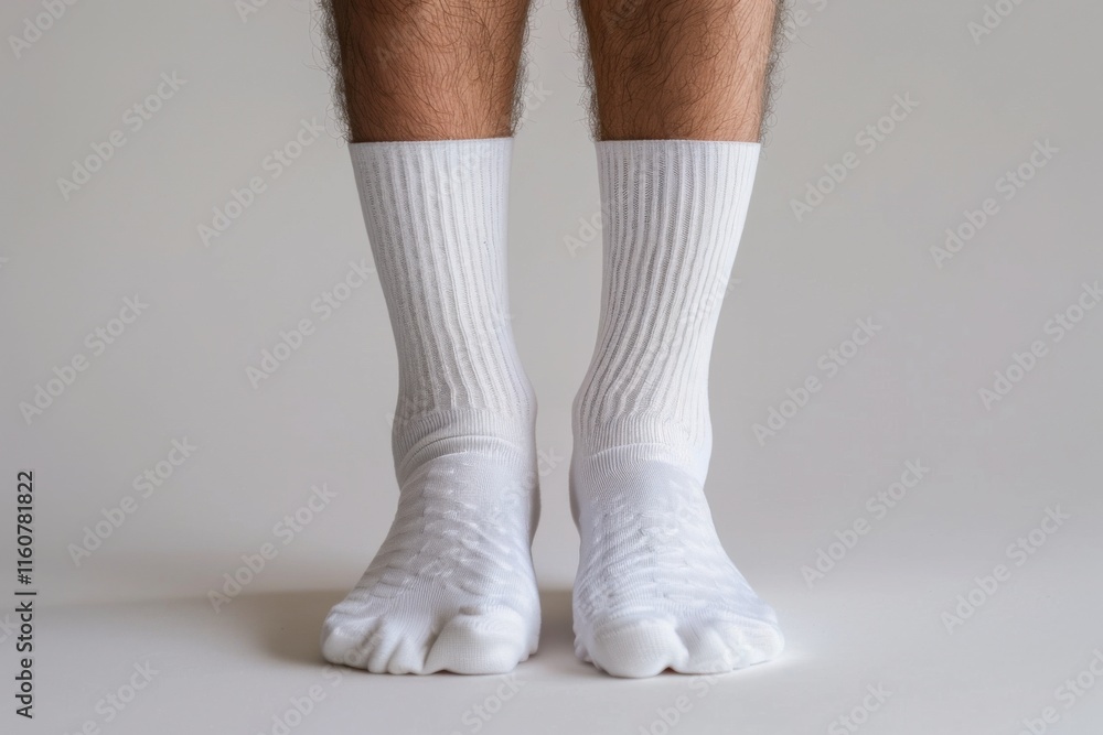 Chic white sock featuring a distinctive textured pattern, highlighted against a crisp white background for a clean and modern presentation Chic white sock featuring a distinctive textured pattern, highlighted against a crisp white background for a clean and modern presentation