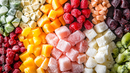 Colorful assortment of frozen fruits and vegetables for Frozen Food Day celebration