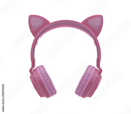 Obraz na płótnie Pink children's wireless headphones with cat ears isolated on white background. w salonie