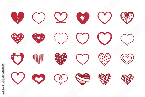 Collection of illustrated heart icons