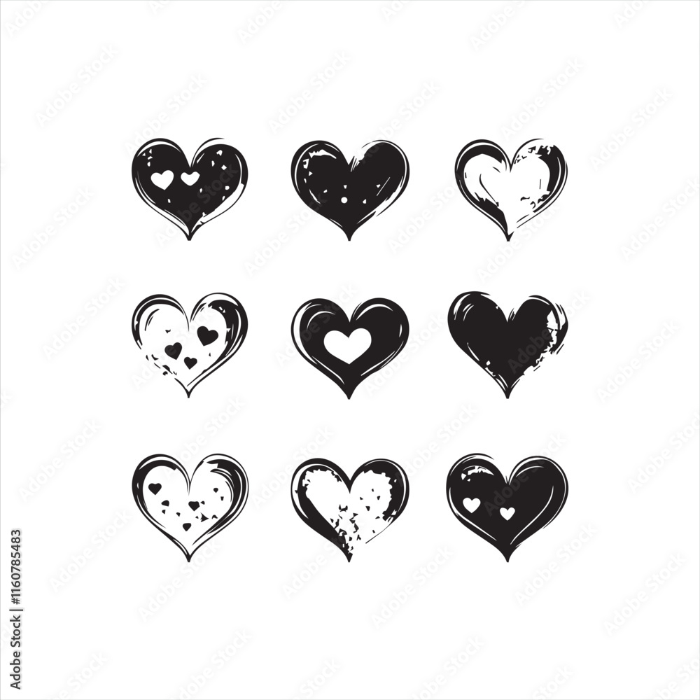 Set of hearts vector Silhouette Illustration Set of hearts vector Silhouette Illustration