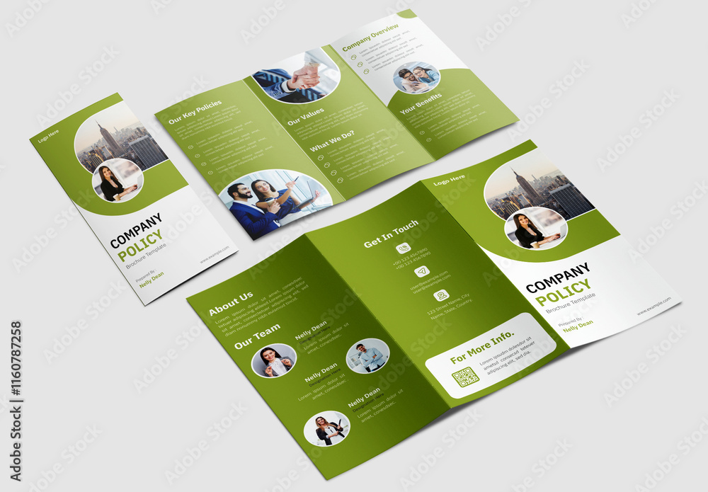 Policy Folder Layout Company Policy Trifold Brochure Layout Stock Template | Adobe Stock