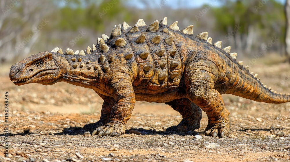 Fototapeta premium A realistic depiction of a dinosaur-like creature in a natural setting.