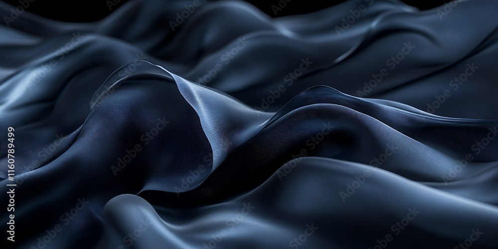 Obraz premium Abstract dark blue fabric waves.
