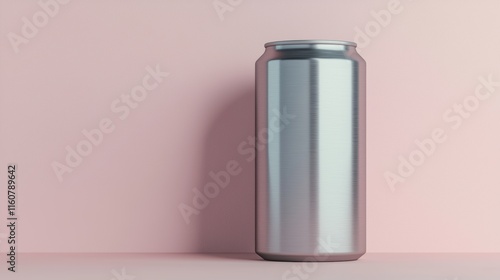 Sleek Metal Can, 3D Render, Industrial Design, Minimalist Aesthetic.