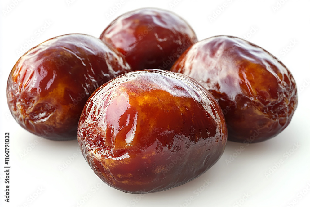 Obraz premium Dates fruit isolated on a white background, Bowl with delicious dried dates, juicy ripe dates