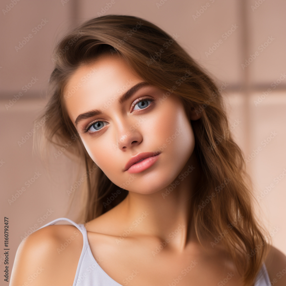 Portrait of an Attractive Young Woman with Clean Skin: Beauty and Elegance Portrait of an Attractive Young Woman with Clean Skin: Beauty and Elegance