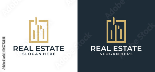 Abstract building real estate apartment vector logo design inspiration illustration.