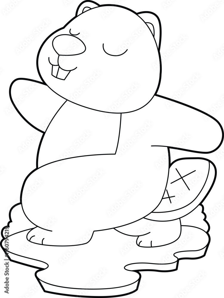 Beaver Yoga Fitness Gymnastics Animal Vector Graphic Art Illustration