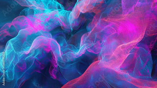 Abstract swirling blue and purple smoke on black background creates a mesmerizing pattern of light and motion