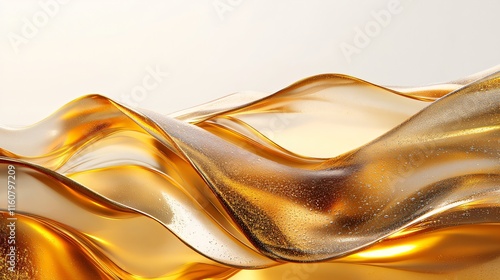 golden liquid flows seamlessly over a white background
