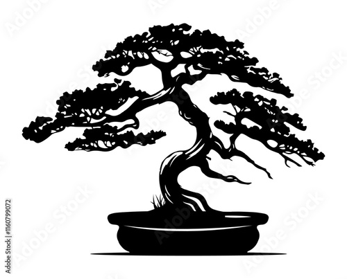 Bonsai tree black and white.