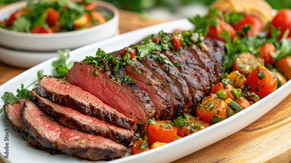 Grilled Steak with Fresh Vegetables and Herbs Grilled Steak with Fresh Vegetables and Herbs