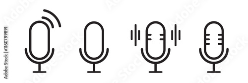 Microphone vector icon set. Microphones audio podcast vector icons. Microphone - Illustration Icons.