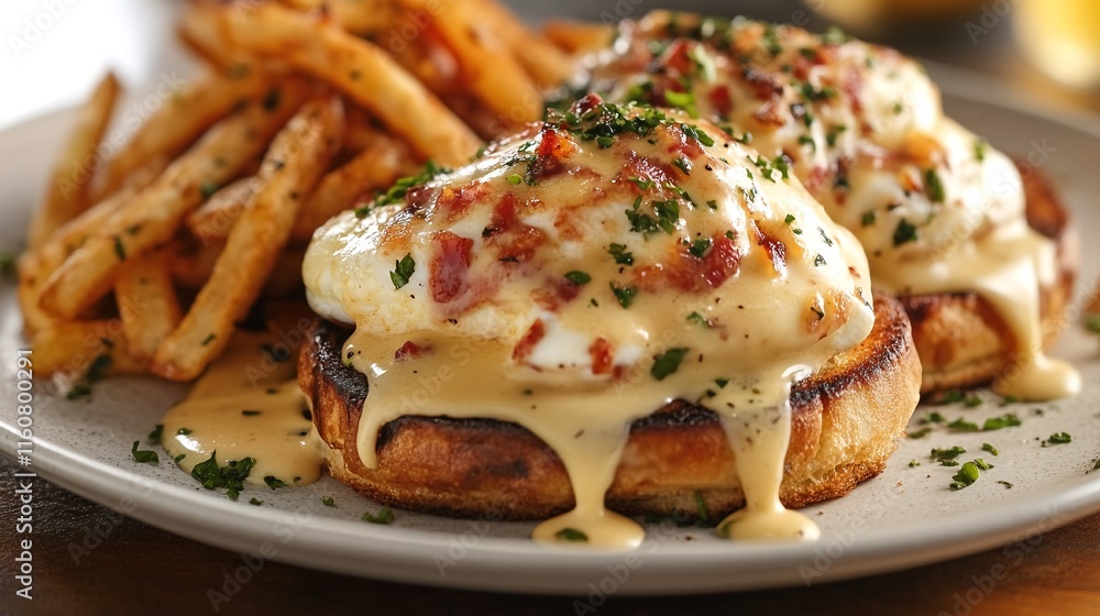 Eggs Benedict with Fries. Eggs Benedict with Fries.